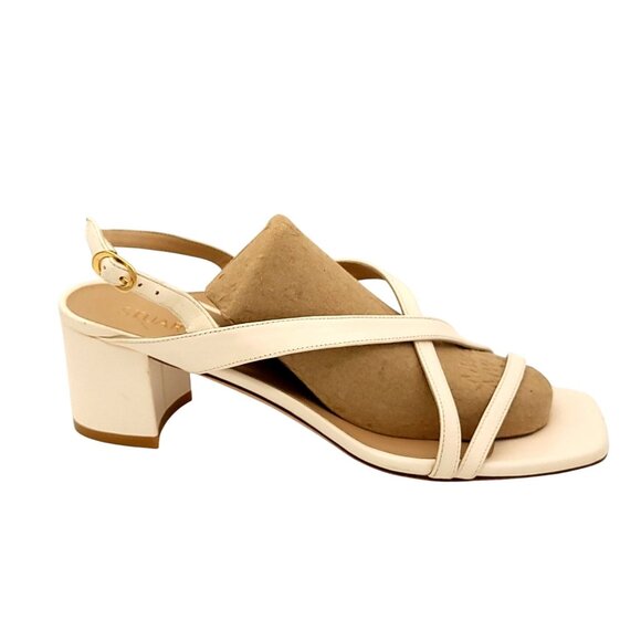NEW Stuart Weitzman Oasis 50 Block Sandals Womens 9.5 Ivory Neutral Luxury Chic - Picture 2 of 11
